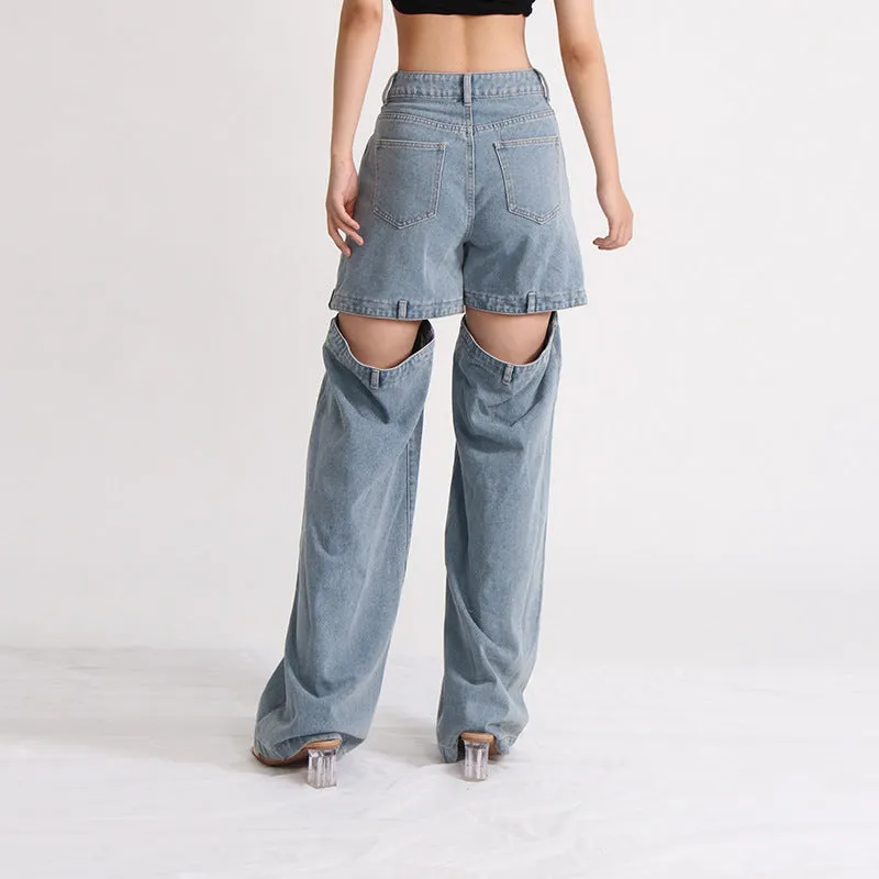 KittenAlarm - Precious High Waisted Flap Pocket Cargo Jeans