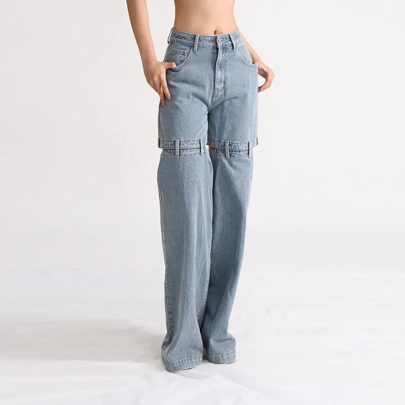 KittenAlarm - Precious High Waisted Flap Pocket Cargo Jeans