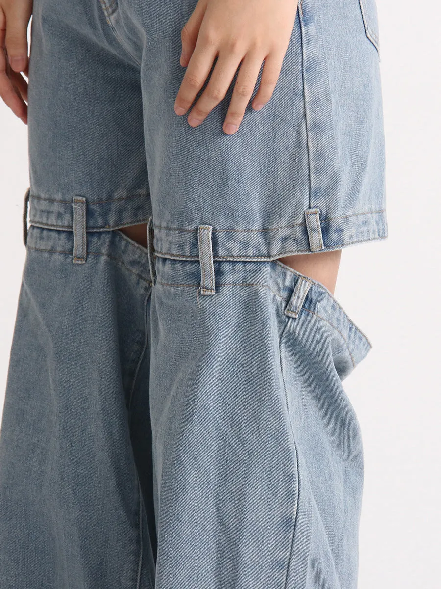 KittenAlarm - Precious High Waisted Flap Pocket Cargo Jeans