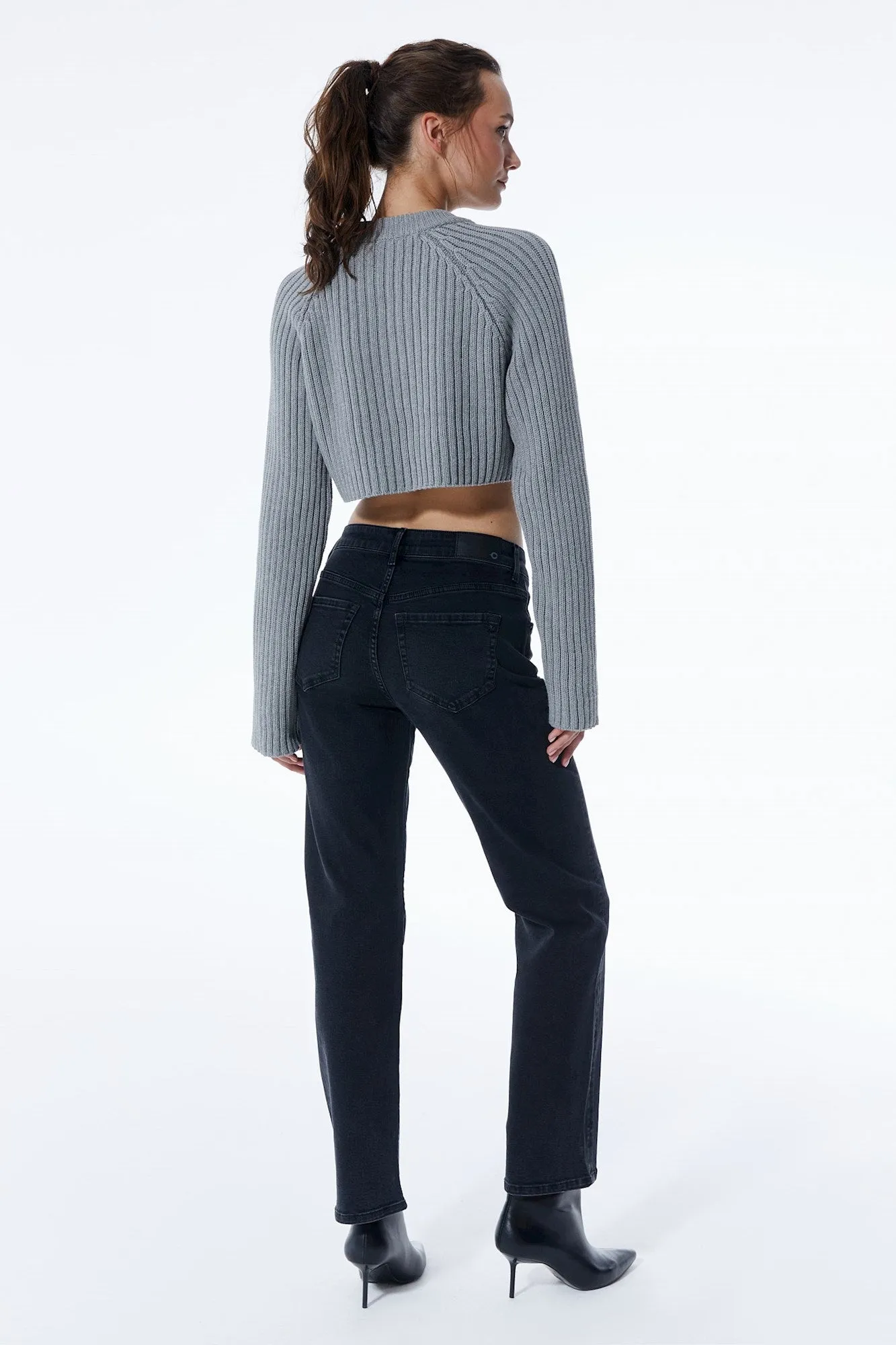 Kylie Mid Waist 5 Pocket Jeans Black VT