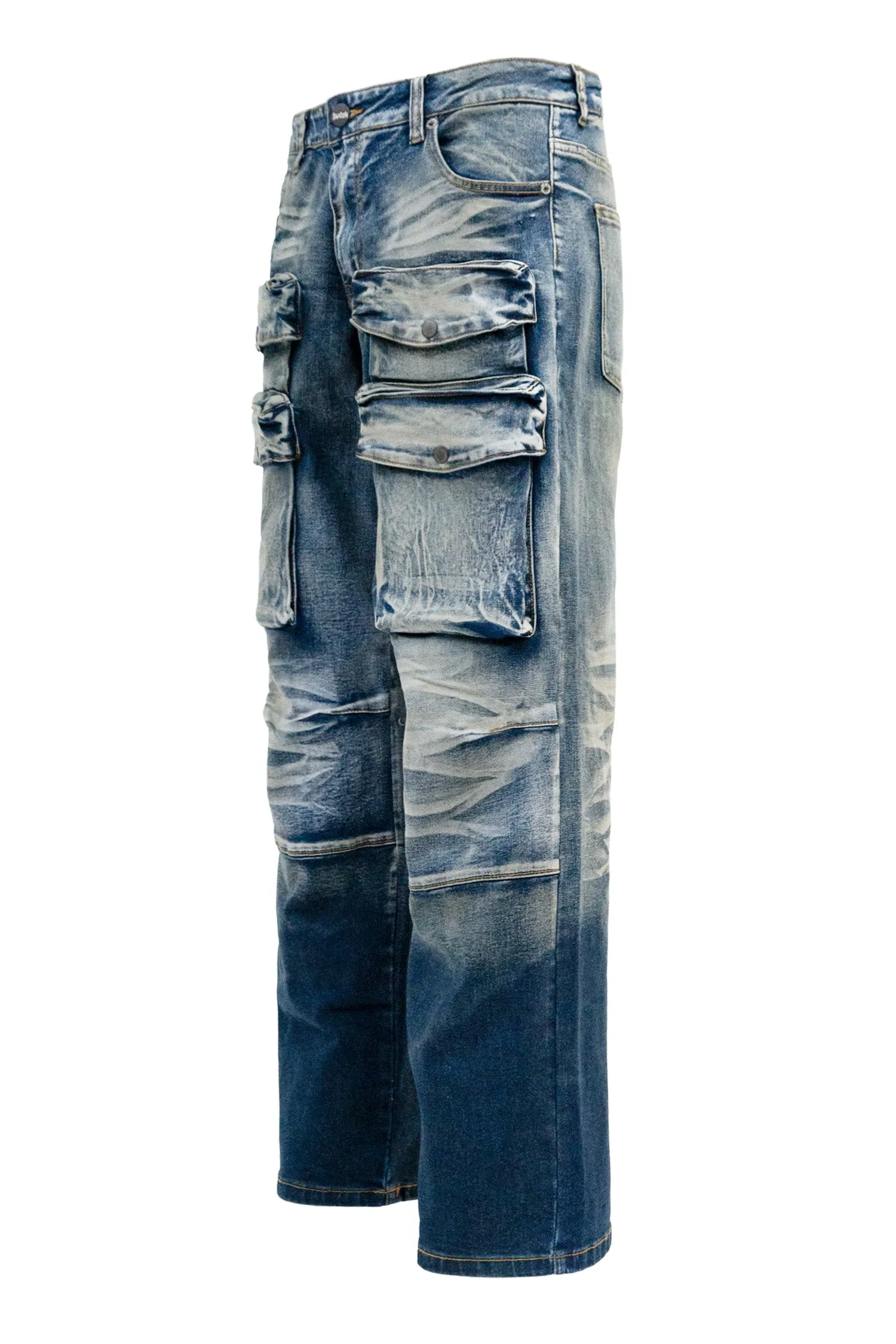 Men's 3D Pocket Cargo Baggy Denim Jeans