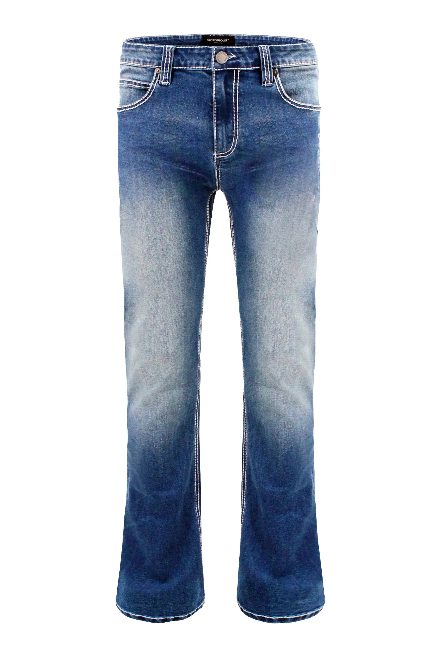 Men's Bootcut Cross Embroidery Denim Jeans