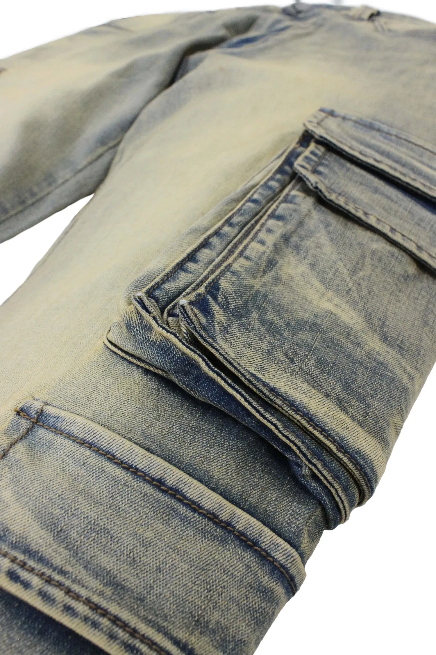 Men's Bootcut Utility Cargo Denim Jeans