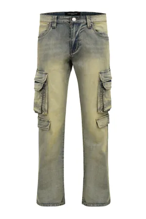 Men's Bootcut Utility Cargo Denim Jeans