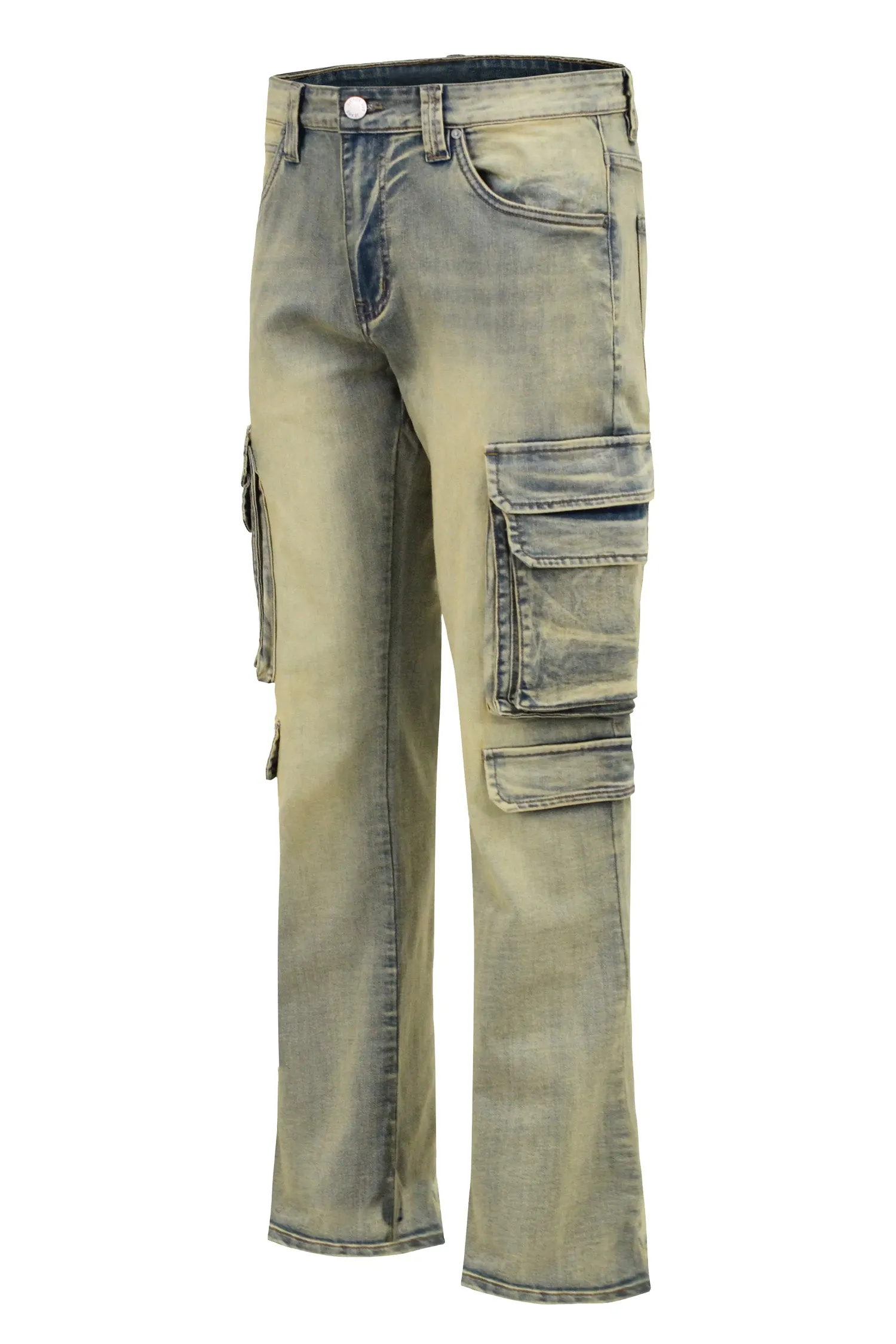 Men's Bootcut Utility Cargo Denim Jeans