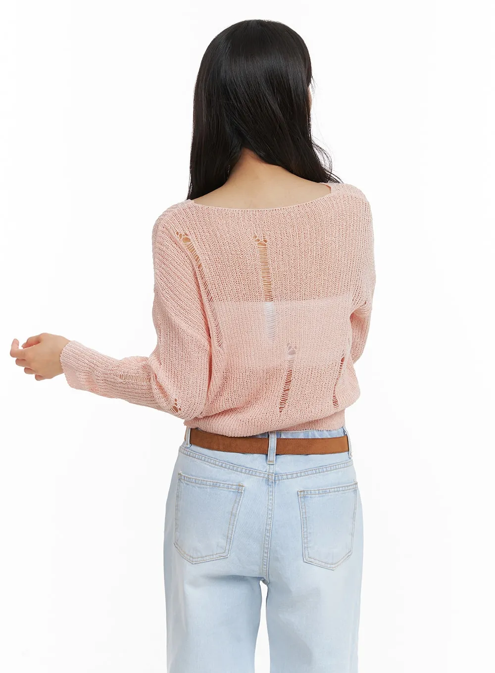 Mesh Summer Crop Knit Sweater OA419