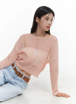 Mesh Summer Crop Knit Sweater OA419