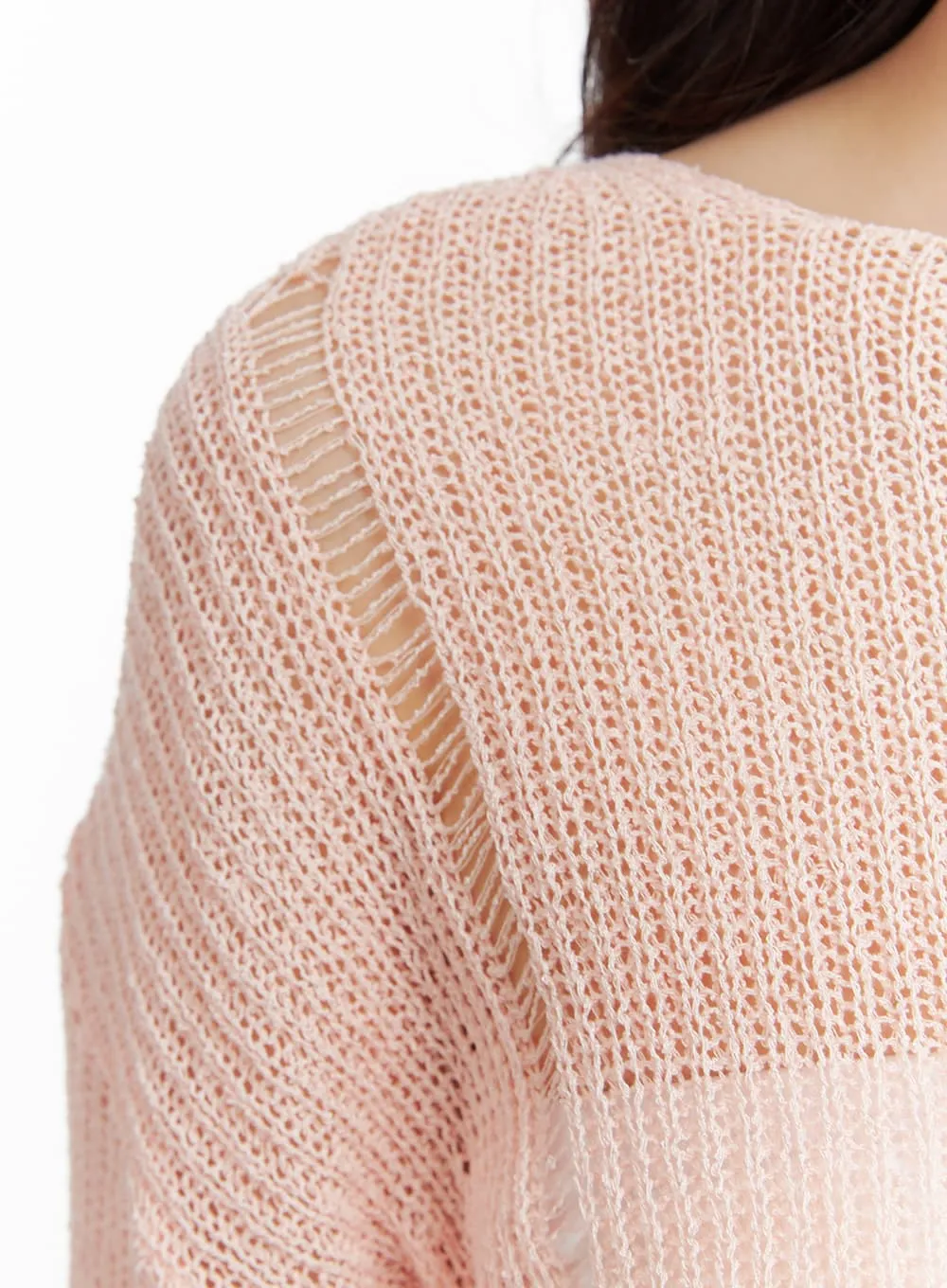 Mesh Summer Crop Knit Sweater OA419