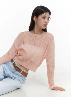 Mesh Summer Crop Knit Sweater OA419