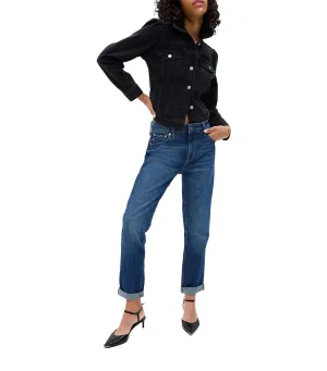 Mid-Rise Slim Boyfriend Jeans with Washwell Dark Alba