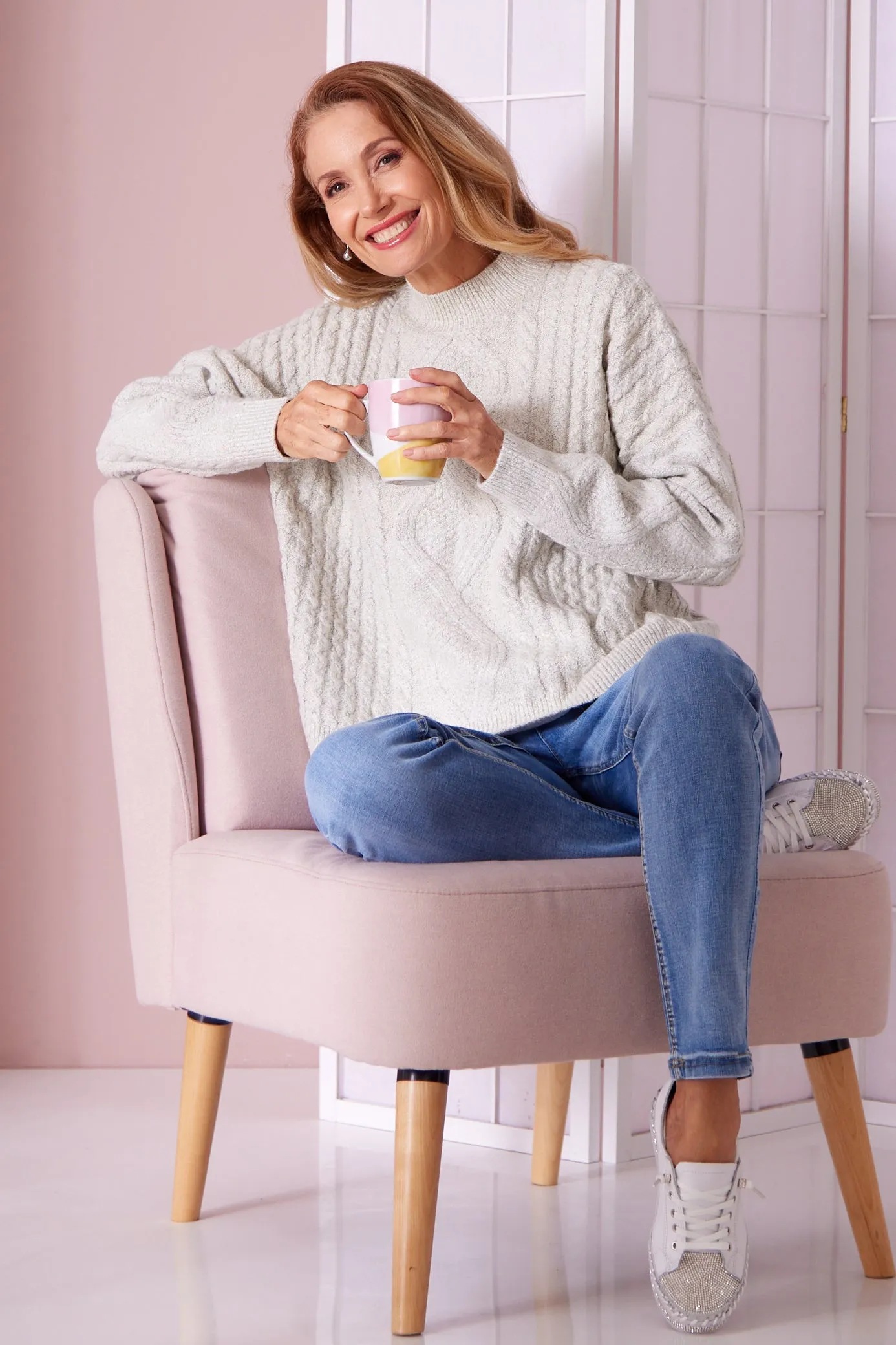 Miranda Cable Knit Jumper - Stone