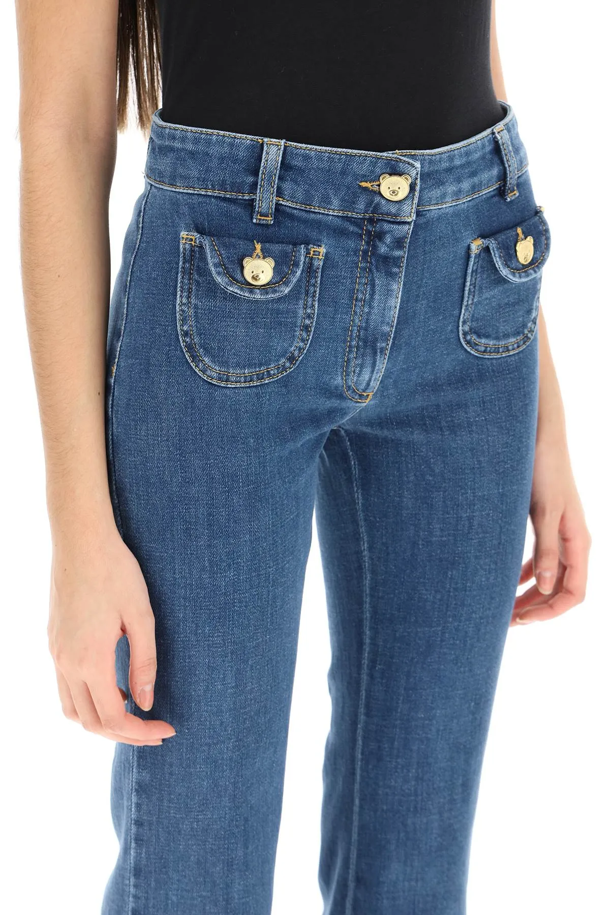 Moschino bootcut jeans with teddy bear buttons