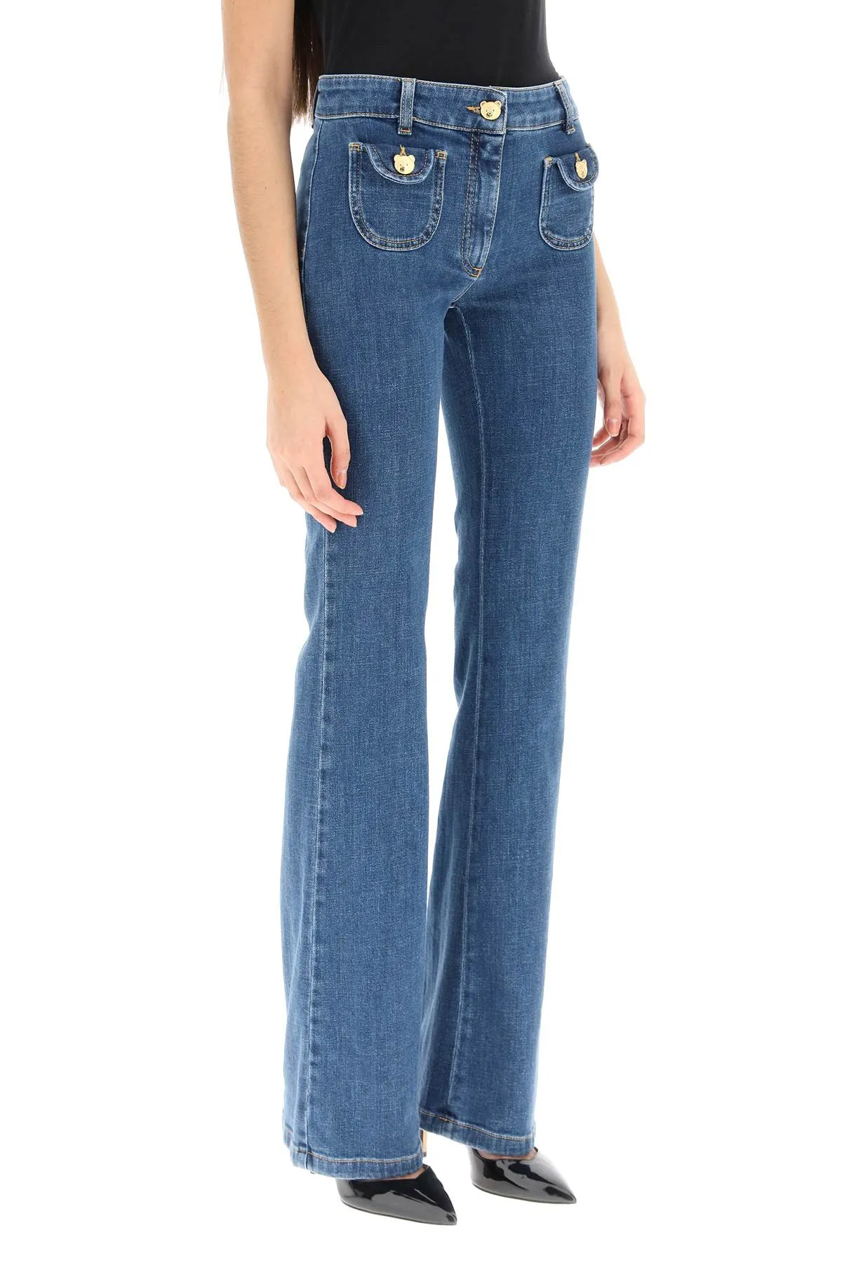 Moschino bootcut jeans with teddy bear buttons