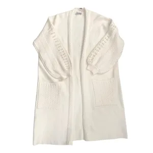 Pearl Sleeve Long Knit Cardigan Cream SIZE XL