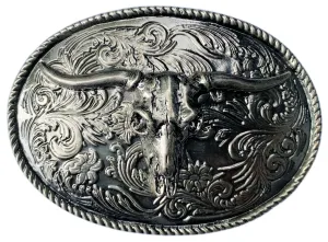 Pewter Rodeo Steer Belt Buckle