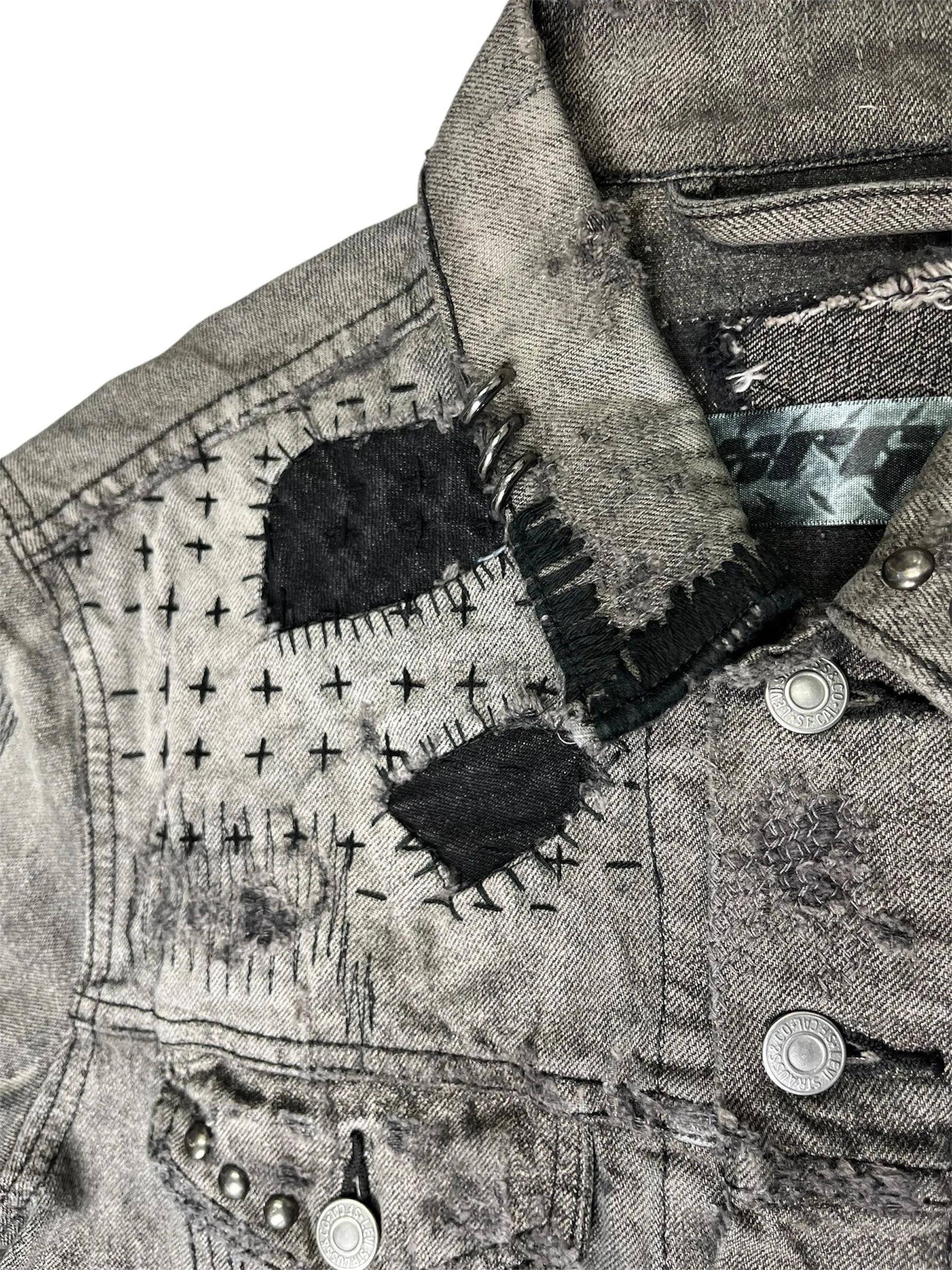 Pierced Denim Jacket- S