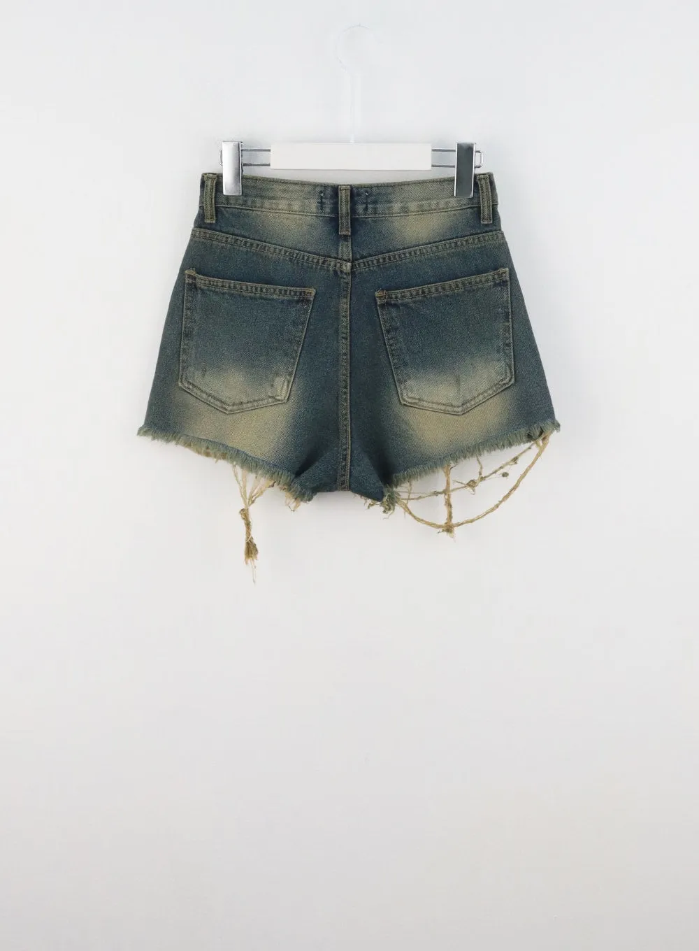 Ripped Hem Denim Shorts CL314