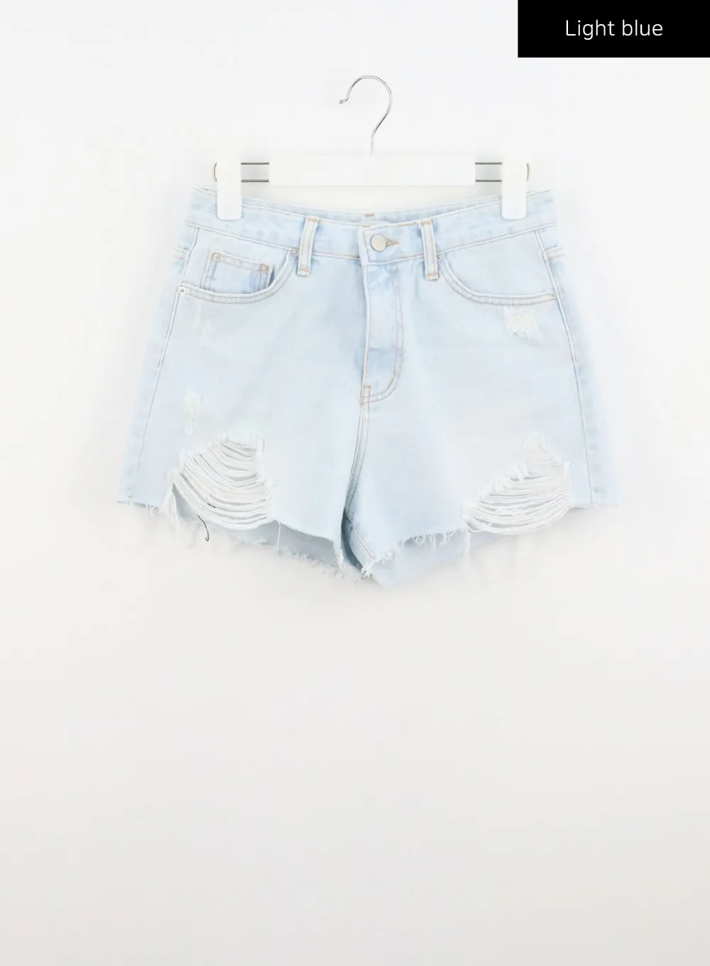 Ripped Light Denim Shorts CL303