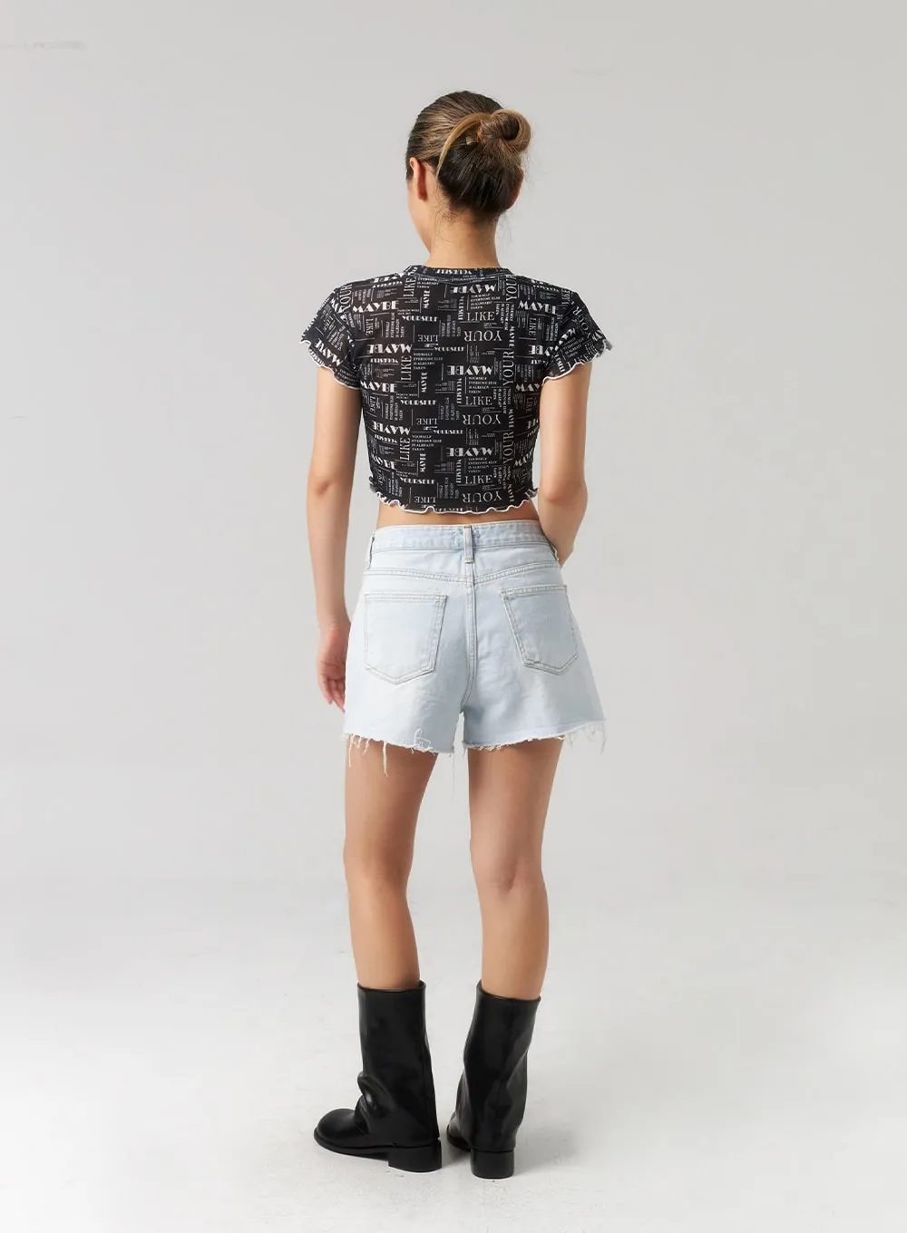 Ripped Light Denim Shorts CL303