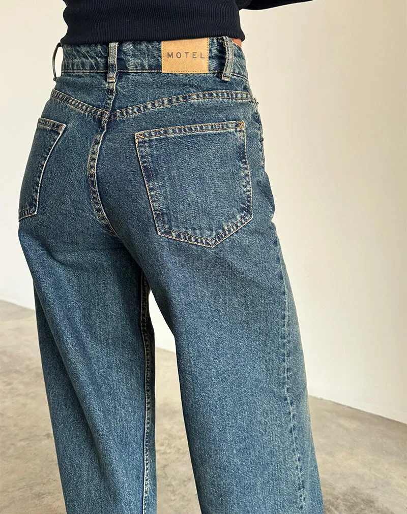 Roomy Extra Wide Jeans in Brown Blue Acid