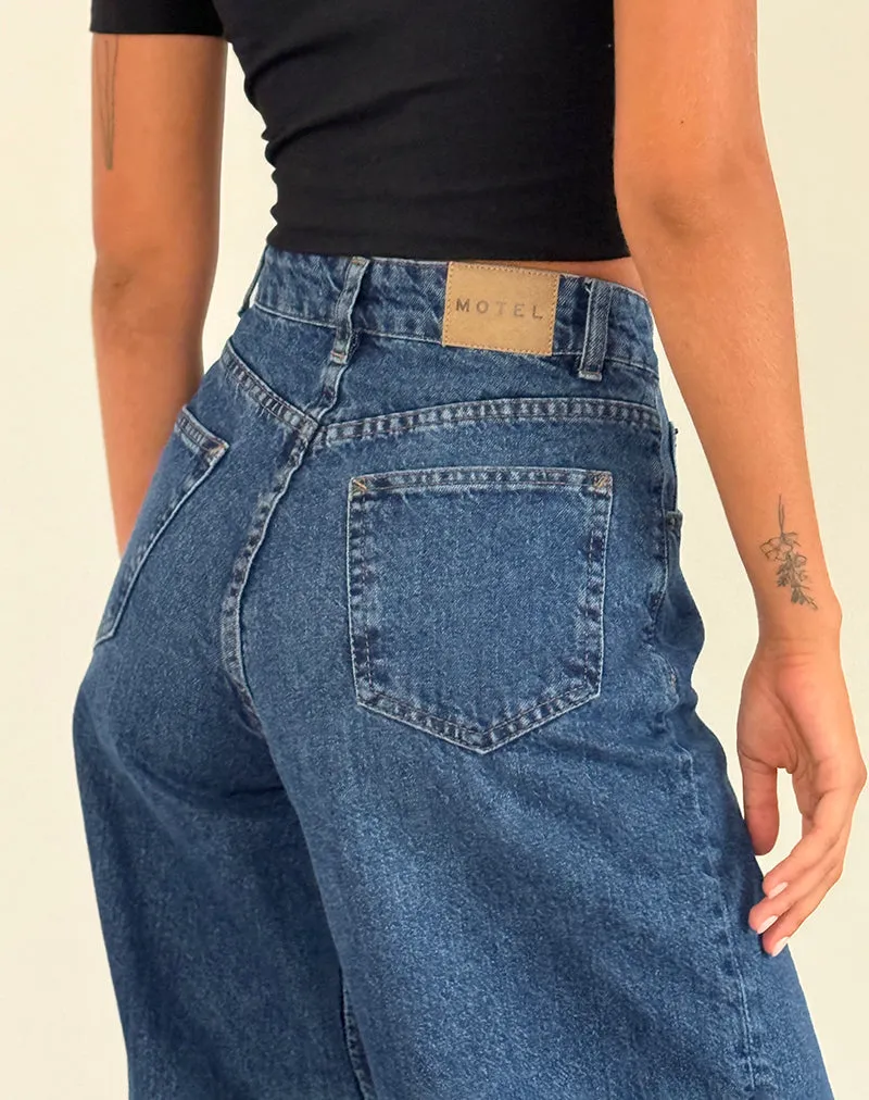 Roomy Extra Wide Jeans in Mid Blue Used