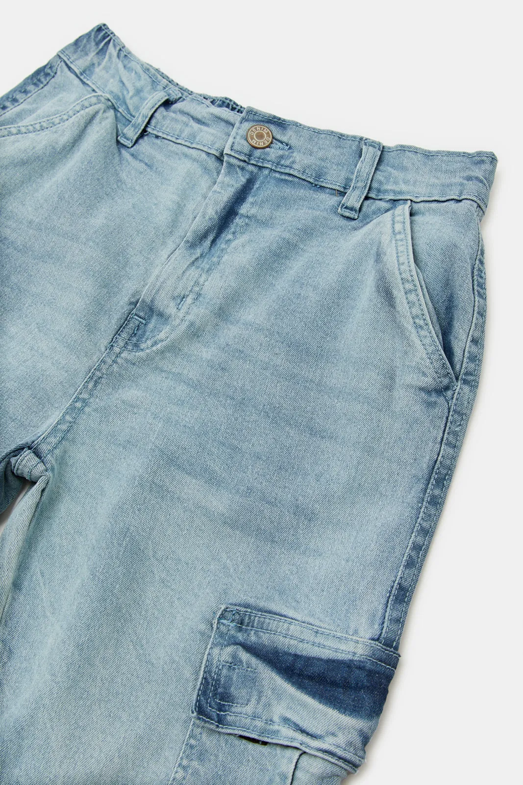 Senior Boys Blue Cargo Pocket Jeans