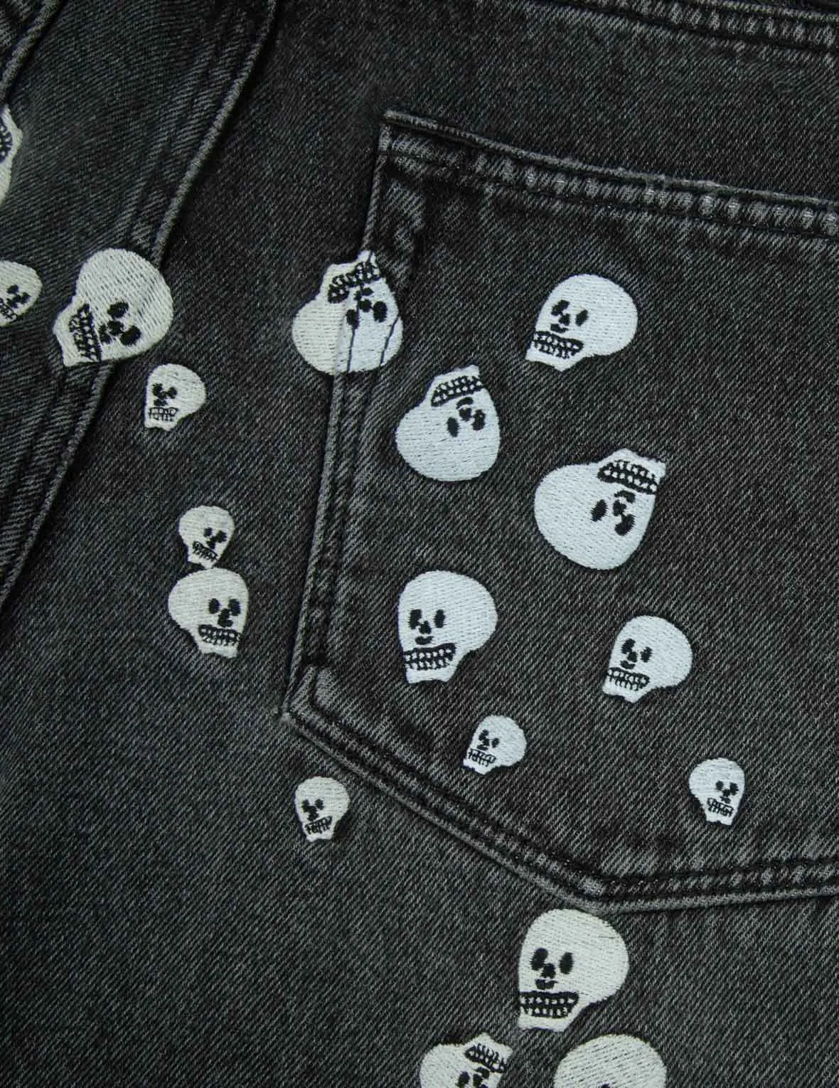 Skull Embroidery Daicock Baggy Jeans