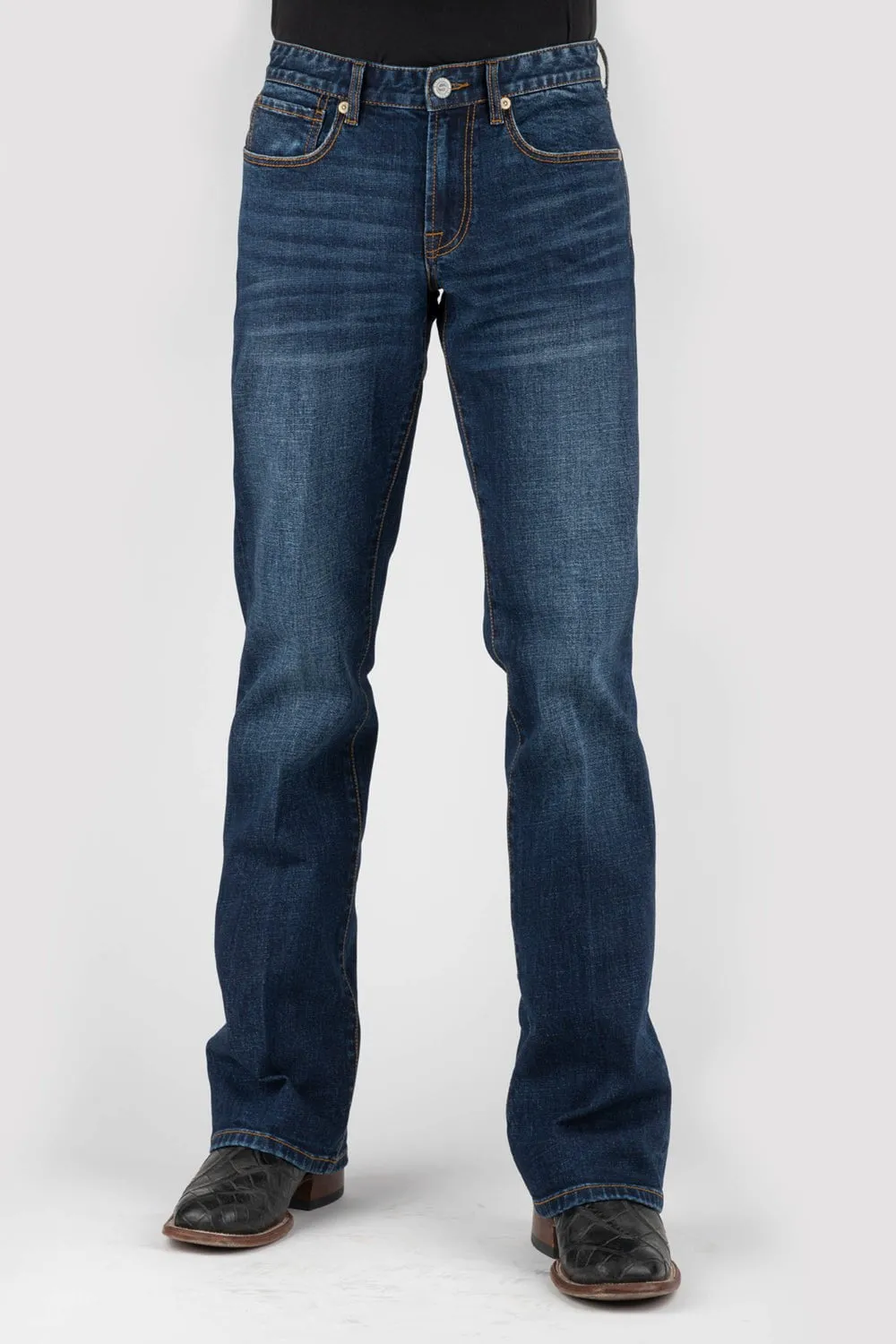 Stetson Mens 1015 Mountain Rocker Blue Cotton Blend Jeans