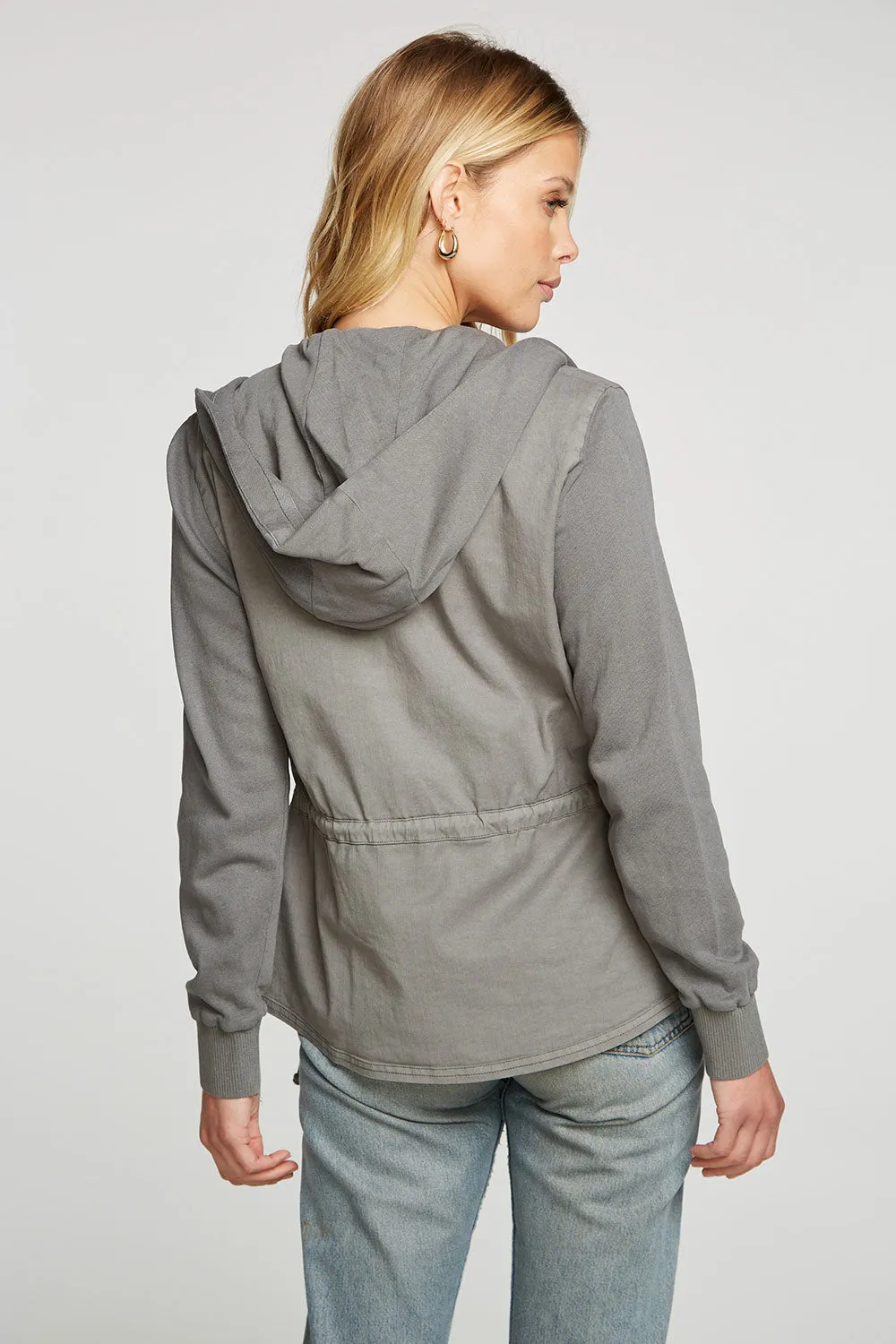 Stretch Twill Long Sleeve Utility Jacket with Terry And Rib