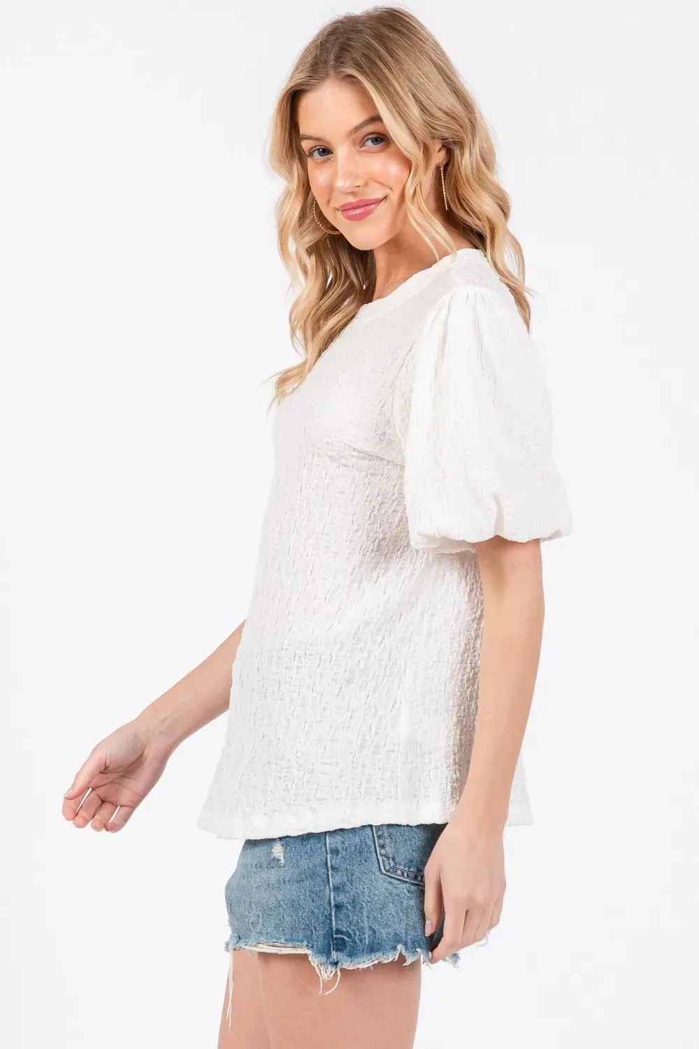 Textured Puff Sleeve Top