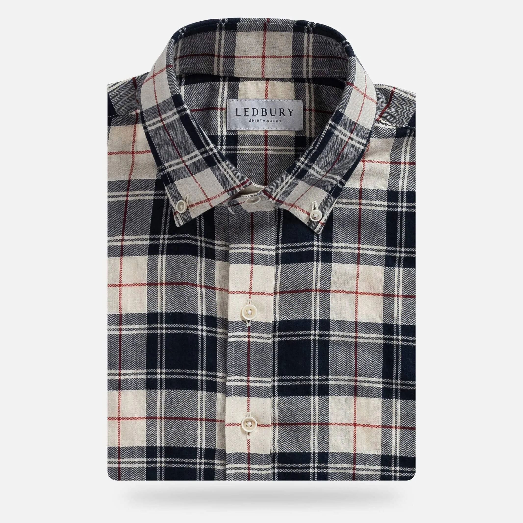 The Navy Brooks Brushed Herringbone Custom Shirt