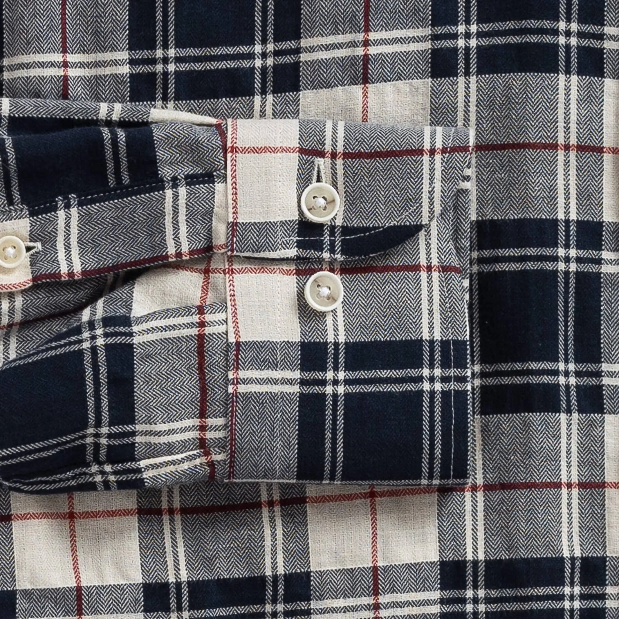 The Navy Brooks Brushed Herringbone Custom Shirt