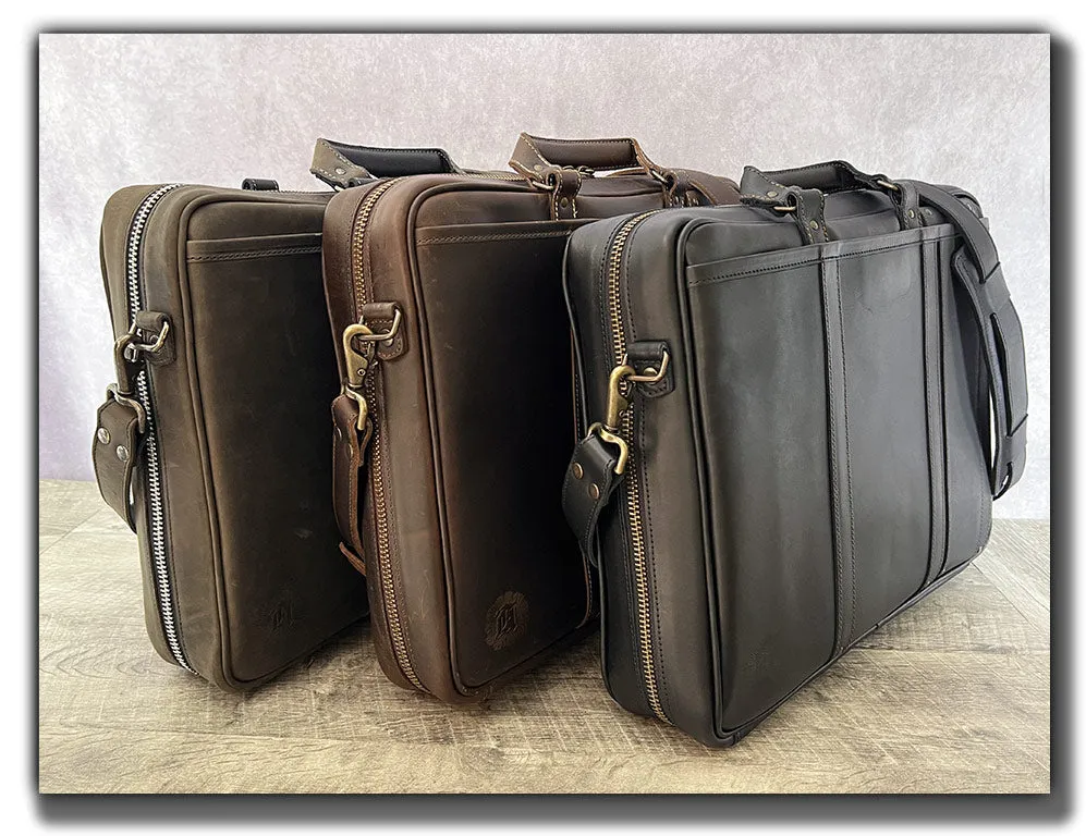 “The Reckoner” Leather Laptop Briefcase