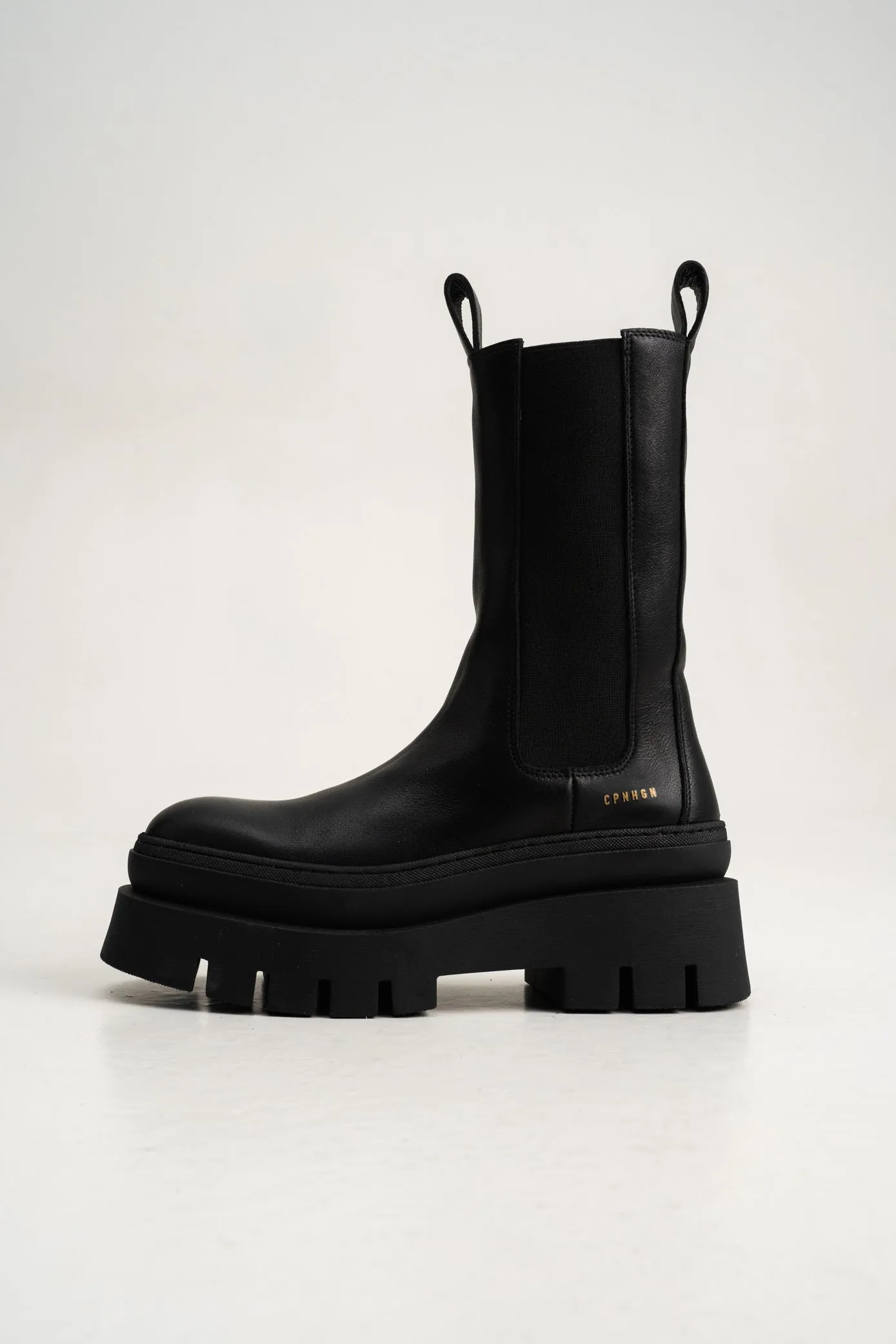 Vitello Black Chunky High Chelsea Boots