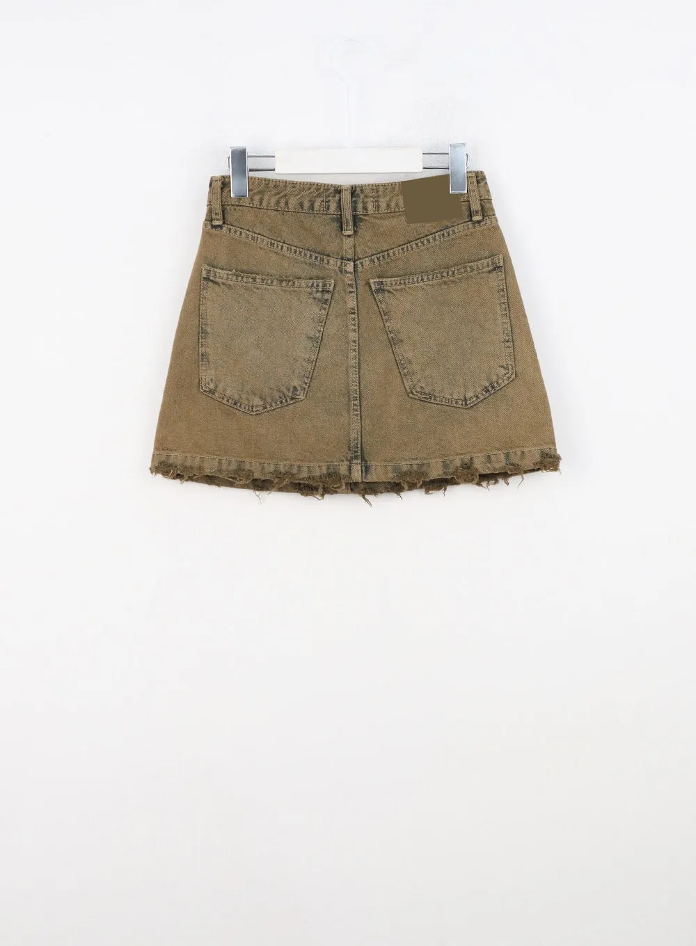 Washed Destroyed Denim Mini Skirt CN303