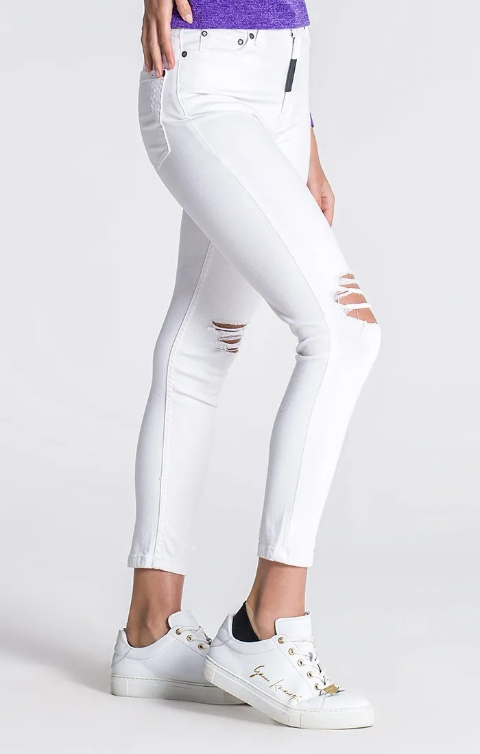 White Skinny Ripped Jeans