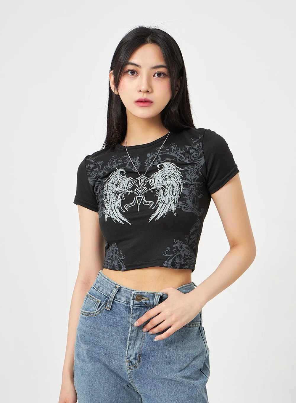 Wings Graphic Cropped Tee BA310