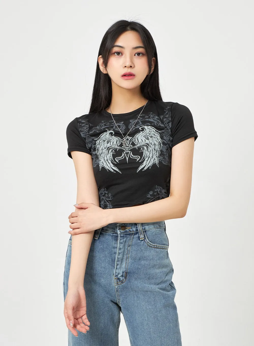 Wings Graphic Cropped Tee BA310