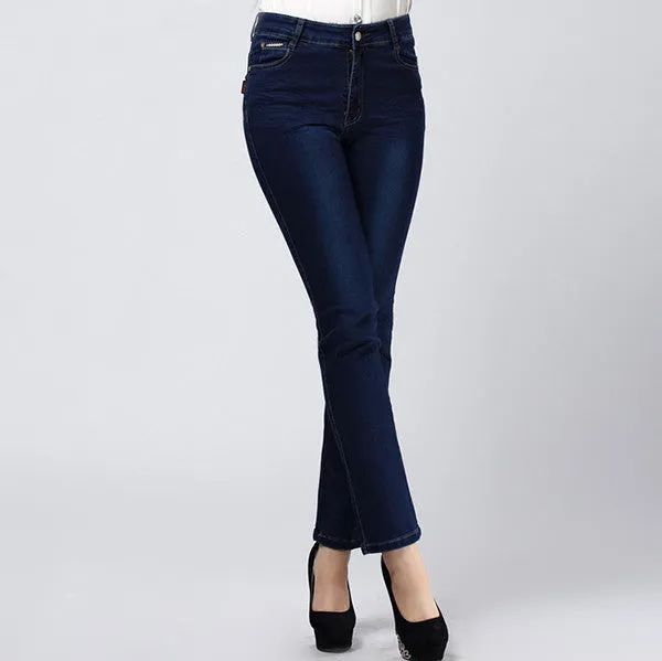 Women Jeans Large Size  High Waist Autumn 2016 Blue Elastic Long Skinny Slim Jeans Trousers For Women 27-38 Size Y323