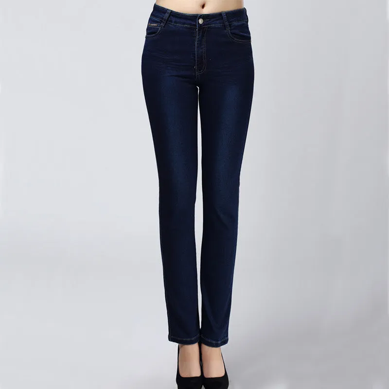 Women Jeans Large Size  High Waist Autumn 2016 Blue Elastic Long Skinny Slim Jeans Trousers For Women 27-38 Size Y323