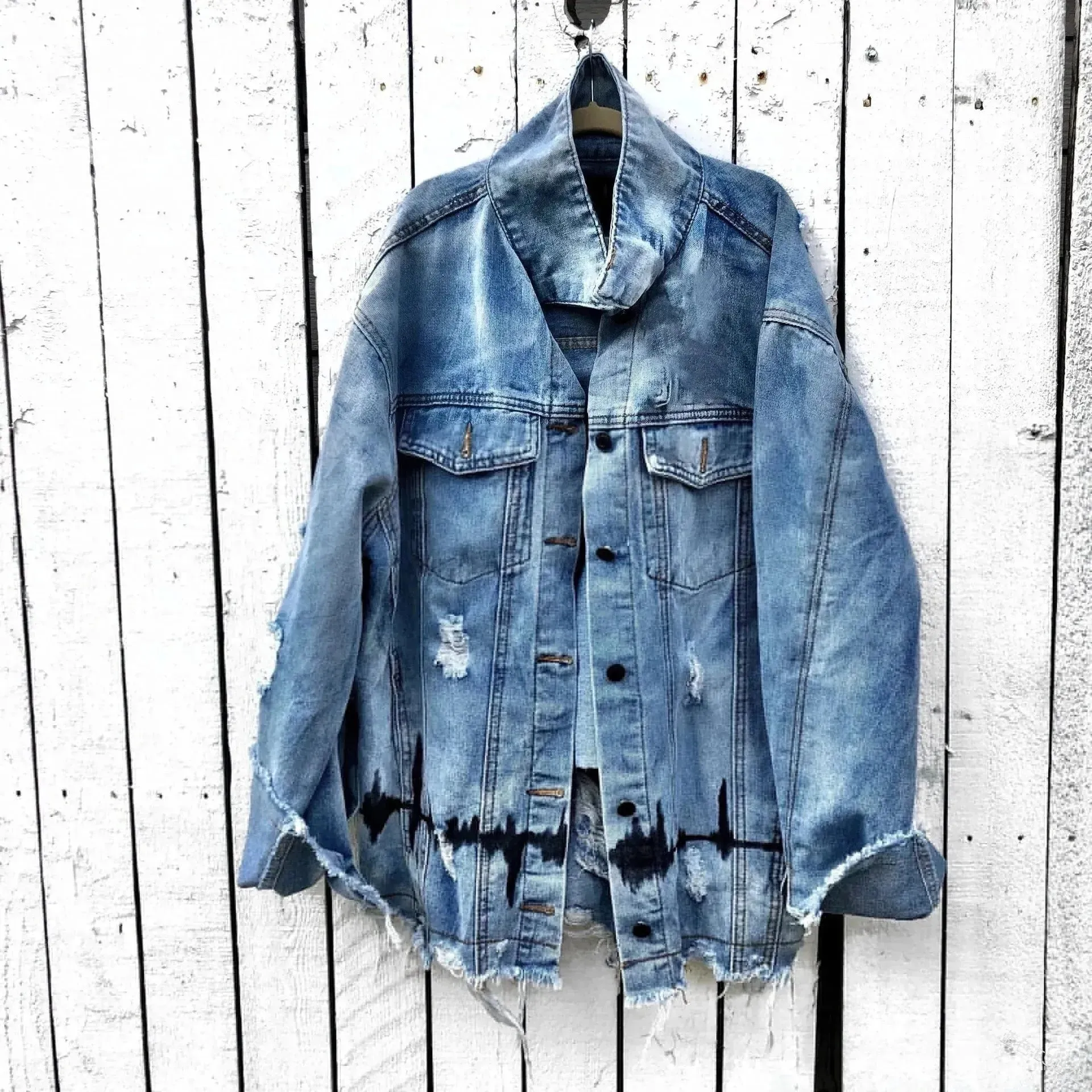 Women Y2K Denim Jeans Ripped Jacket