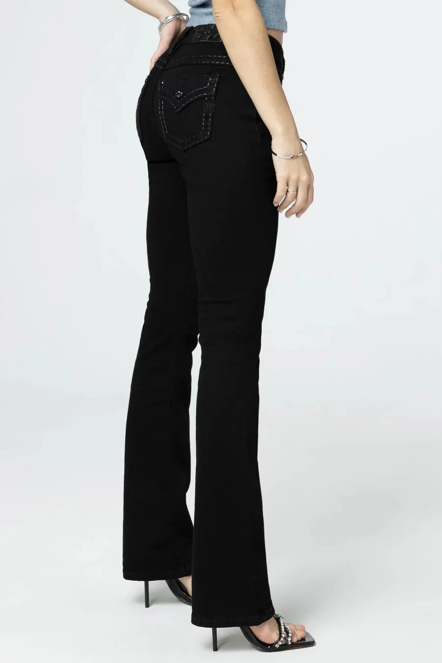 Women's Miss Me Mid Rise Black Bootcut Jean