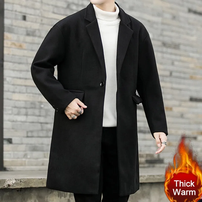 Woolen Neat Casual Solid Coat